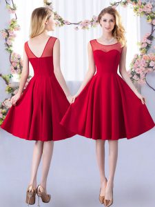 Gorgeous Red Sleeveless Knee Length Ruching Zipper Court Dresses for Sweet 16