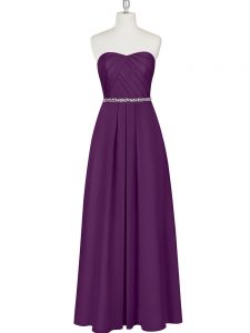 Best Selling Chiffon Sweetheart Sleeveless Zipper Beading Prom Dress in Purple