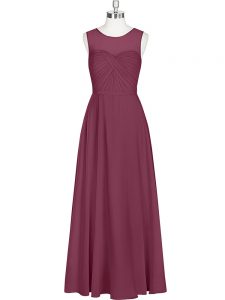 Noble Sleeveless Zipper Floor Length Ruching Dress for Prom