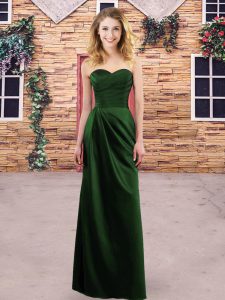 Beauteous Floor Length Zipper Quinceanera Dama Dress Green for Party and Wedding Party with Ruching