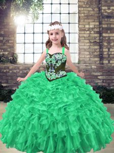 Dramatic Green Sleeveless Organza Lace Up Pageant Dress for Womens for Party and Wedding Party
