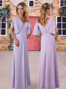 Luxurious Lavender Sleeveless Chiffon Zipper Wedding Guest Dresses for Prom and Party and Wedding Party