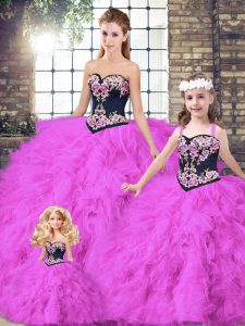 Beautiful Sleeveless Lace Up Floor Length Beading and Embroidery Sweet 16 Dress