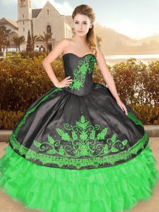 Custom Design Sweetheart Neckline Embroidery and Ruffled Layers Sweet 16 Dress Sleeveless Lace Up