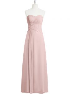 Free and Easy Chiffon Sleeveless Floor Length Homecoming Dress and Ruching