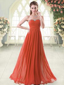 Empire Prom Gown Rust Red Sweetheart Chiffon Sleeveless Floor Length Zipper