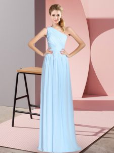 Super Chiffon Sleeveless Floor Length Prom Dress and Ruching