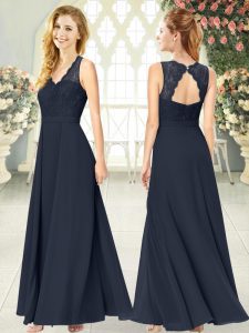Black V-neck Zipper Lace Prom Party Dress Sleeveless