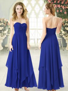 Sexy Chiffon Sleeveless Ankle Length Dress for Prom and Ruching