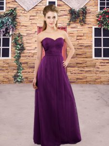 Purple Wedding Party Dress Party and Wedding Party with Ruching Sweetheart Sleeveless Zipper