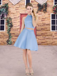 Sleeveless Mini Length Beading Zipper Quinceanera Dama Dress with Blue