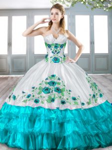 New Arrival Floor Length Ball Gowns Sleeveless Aqua Blue 15th Birthday Dress Lace Up