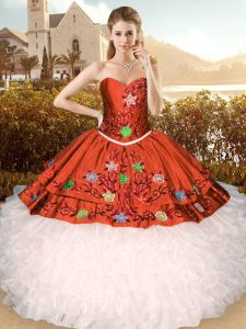 Beautiful Satin and Organza Sleeveless Floor Length 15 Quinceanera Dress and Embroidery