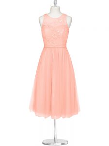 Pink Scoop Zipper Lace Homecoming Dress Sleeveless