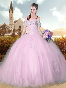 Best Tulle Sleeveless Floor Length Quince Ball Gowns and Beading and Lace and Appliques