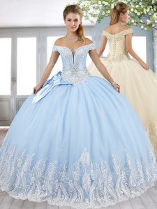 Charming Sleeveless Beading and Appliques and Bowknot Lace Up Quinceanera Dresses