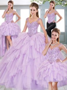 Sleeveless Beading and Lace Lace Up Quinceanera Dress