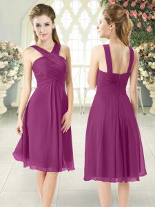 Stunning Purple Straps Neckline Ruching Homecoming Dress Sleeveless Zipper