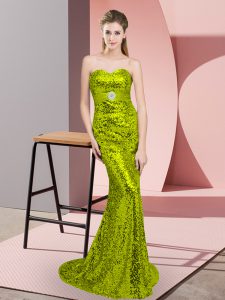 Sequined Sleeveless Sweep Train and Belt