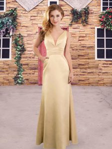 Sleeveless Ruching Clasp Handle Bridesmaid Gown