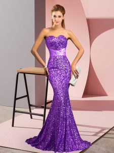 Perfect Purple Sweetheart Neckline Beading Homecoming Dress Sleeveless Backless