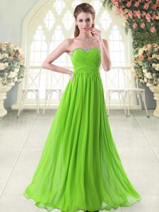 Eye-catching Sleeveless Floor Length Beading and Ruching Zipper Prom Dresses with