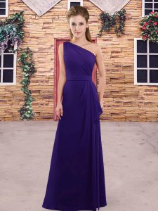 Blue Quinceanera Dama Dress Party and Wedding Party with Ruching One Shoulder Sleeveless Zipper