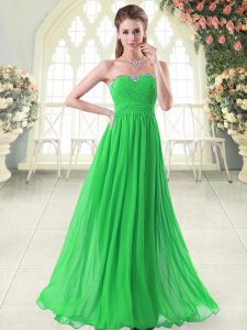 Floor Length Green Dress for Prom Chiffon Sleeveless Beading