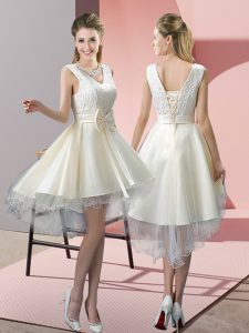 Clearance High Low A-line Sleeveless White Homecoming Dress Lace Up
