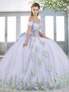 Amazing Short Sleeves Lace Up Floor Length Beading and Appliques and Bowknot Quince Ball Gowns