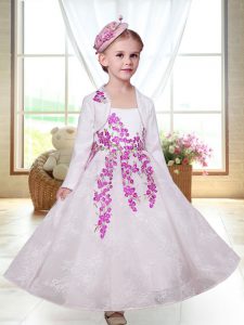 Straps Sleeveless Lace Flower Girl Dresses for Less Embroidery Zipper