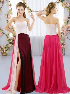 Empire Bridesmaid Gown Multi-color Sweetheart Chiffon Sleeveless Floor Length Zipper