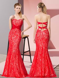 Red Prom Party Dress Prom and Party with Beading Sweetheart Sleeveless Backless