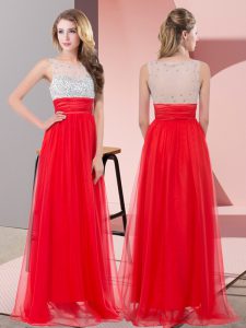 Sequins Prom Dress Red Side Zipper Sleeveless Floor Length