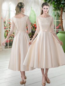 Exquisite 3 4 Length Sleeve Lace Zipper Evening Dress