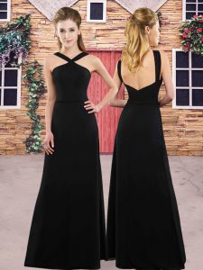 Ruching Dama Dress for Quinceanera Black Zipper Sleeveless Floor Length