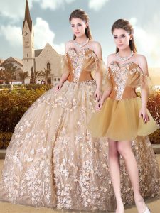 Tulle Sleeveless Floor Length Quinceanera Dresses and Appliques and Ruffles