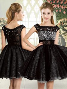 Custom Designed Black Prom Dress Prom and Party with Beading Square Sleeveless Zipper