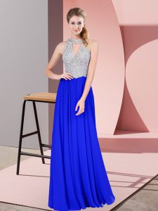 Royal Blue Sleeveless Chiffon Zipper Homecoming Dress for Prom and Party and Military Ball