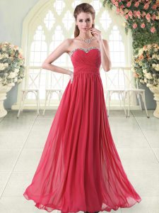 Sleeveless Zipper Floor Length Beading Prom Gown