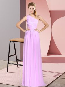 Chiffon Sleeveless Floor Length Prom Party Dress and Ruching