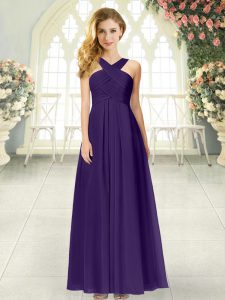 Free and Easy Purple Sleeveless Chiffon Zipper Prom Party Dress for Prom and Party