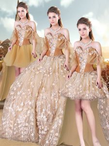 Most Popular Sleeveless Appliques Lace Up 15 Quinceanera Dress