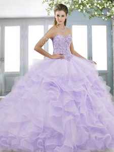 Floor Length Ball Gowns Sleeveless Lavender Vestidos de Quinceanera Lace Up