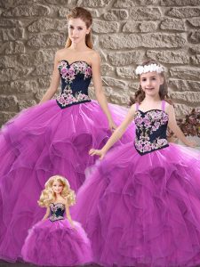 Ideal Floor Length Purple Quinceanera Dress Sweetheart Sleeveless Lace Up