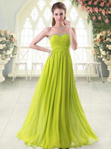 Flirting Floor Length Yellow Green Prom Party Dress Sweetheart Sleeveless Zipper