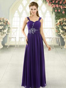 Fabulous Purple Sleeveless Chiffon Lace Up for Prom and Party