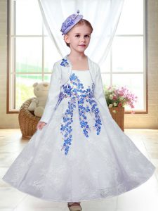 Elegant Straps Sleeveless Lace Flower Girl Dresses Embroidery Zipper