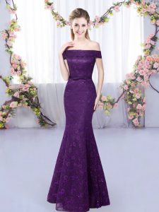 Extravagant Purple Off The Shoulder Neckline Lace Quinceanera Court Dresses Sleeveless Lace Up