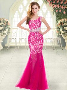Glittering Sleeveless Zipper Floor Length Beading and Lace Prom Dress